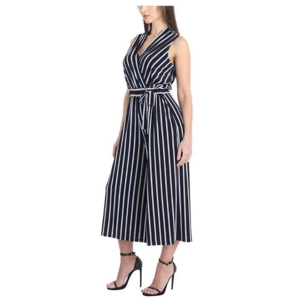 Sandra Darren NWT Navy White Jumpsuit Size XL - Picture 2 of 8